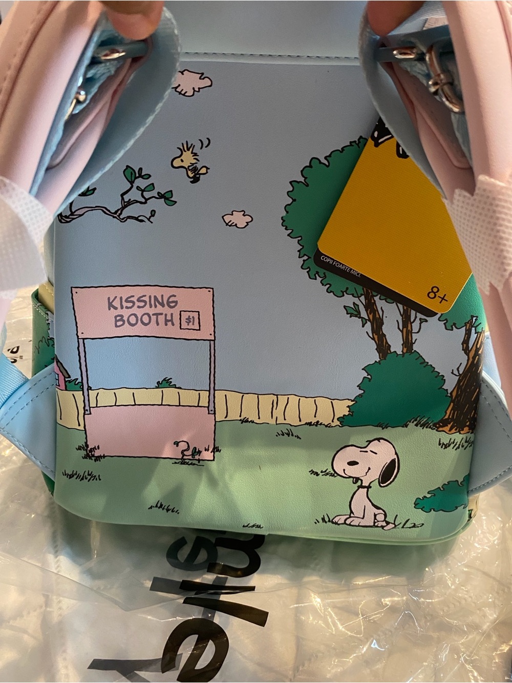 Loungefly Peanuts Kissing Booth Mini Backpack - Pastel Pink & Light Blue - Picture 3 of 4
